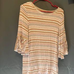 Striped women’s ruffle sleeve tee shirt size medium